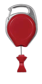 2120-7028 Carabineer Reel Badge Card Holder w/ Belt Clip - Solid Red