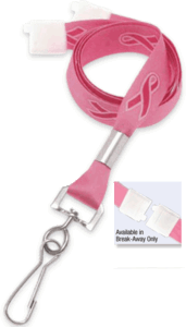 2138-5286 5/8" Satin-Like Pink Ribbon on Pink Lanyard Badge Card Holder - Swivel Hook