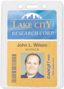 Brady 1815-1450 Clear vinyl badge holder w/ Slot & Chain holes - Vertical (Name Badge Size)