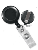 Brady 2120-3001 Economical Reel Badge Card Holder - Black - w/ Belt Clip