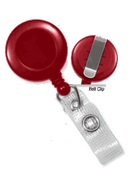 Brady 2120-3006 Economical Reel Badge Card Holder - Red - w/ Belt Clip