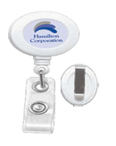 Brady 2120-3008 Economical Reel Badge Card Holder - White - w/ Belt Clip