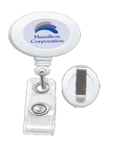 Brady 2120-3008 Economical Reel Badge Card Holder - White - w/ Belt Clip