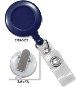 Brady 2120-4752 Economical Reel Badge Card Holder - Blue - w/ Spring Clip