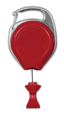 Brady 2120-7028 Carabineer Reel Badge Card Holder w/ Belt Clip - Solid Red