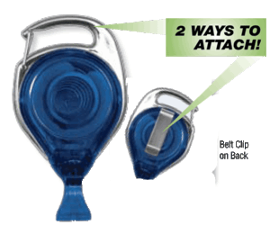 Brady 2120-7062 Carabineer Reel Badge Holder w/ Belt Clip - Translucent Blue