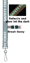 Brady 2135-2510 Luminescent "SAFETY FIRST" Letters on Reflective Material on Black Lanyard Badge Card Holder