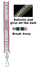 Brady 2135-2511 5/8" Luminescent "SAFETY FIRST" w/ Reflective letters - Red Lanyard Card Holder