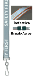 Brady 2135-2525 White "SAFETY FIRST" Letters on Reflective Material on Black Lanyard Badge Card Holder