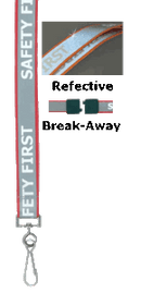 Brady 2135-2526 White "SAFETY FIRST" Letters on Reflective Material on Red Lanyard Badge Card Holder