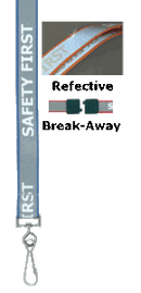 Brady 2135-2527 White "SAFETY FIRST" Letters on Reflective Material on Royal Blue Lanyard Badge Card Holder