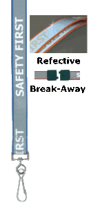 Brady 2135-2527 White "SAFETY FIRST" Letters on Reflective Material on Royal Blue Lanyard Badge Card Holder