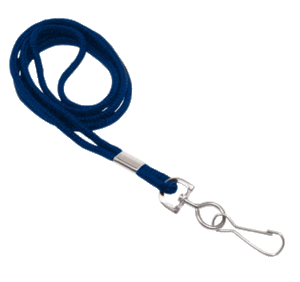 Brady 2135-3003 1/8" Round Braided Lanyard Badge Card Holder - Non Break-Away - Navy Blue - Swivel Hook