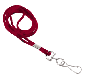 Brady 2135-3006 Round Braided Lanyard Badge Card Holder - Non Break-Away - Red - Swivel Hook