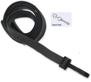 Brady 2135-3501 1/8" Round Braided Lanyard Badge Card Holder - Non Break-Away - Red - Swivel Hook