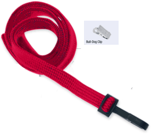 Brady 2135-3556 3/8" Flat Braided Lanyard Badge Card Holder - Non Break-Away - Red - Bull-Dog Clip