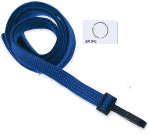 Brady 2135-3653 3/8" Flat Braided Lanyard Badge Card Holder - Non Break-Away - Navy Blue - Split Ring