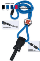 Brady 2135-4574 1/4" optibraid DTACH Lanyard Badge Card Holder w/ Break-Away & Round Slider - Royal Blue - Swivel Hook DTACH
