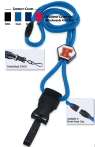 Brady 2135-4574 1/4" optibraid DTACH Lanyard Badge Card Holder w/ Break-Away & Round Slider - Royal Blue - Swivel Hook DTACH