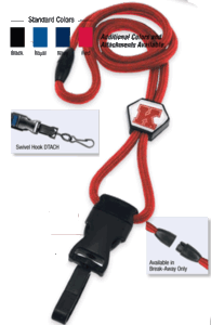 Brady 2135-4576 1/4" optibraid DTACH Lanyard Badge Card Holder w/ Break-Away & Round Slider - Red - Swivel Hook DTACH