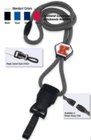 Brady 2135-4581 1/4" optibraid DTACH Lanyard Badge Card Holder w/ Break-Away & Round Slider - Black - Plastic Swivel Hook DTACH