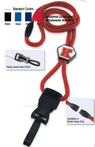 Brady 2135-4584 1/4" optibraid DTACH Lanyard Badge Card Holder w/ Break-Away & Round Slider - Navy Blue - Swivel Hook DTACH