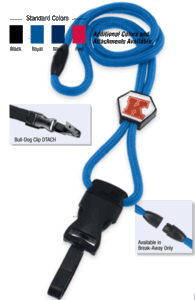Brady 2135-4518 1/4" optibraid DTACH Lanyard Badge Card Holder w/ Break-Away & Diamond Slider - Black - Plastic Swivel Hook DTACH