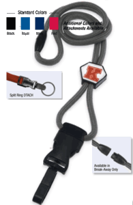 Brady 2135-4541 1/4" optibraid DTACH Lanyard Badge Card Holder w/ Break-Away & Diamond Slider - Red - Plastic Swivel Hook DTACH
