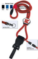 Brady 2135-4616 1/4" optibraid DTACH Lanyard Badge Card Holder w/ Break-Away & Round Slider - Red - Split Ring DTACH