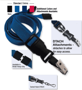 Brady 2135-4647 5/8" optiweave DTACH Lanyard Badge Card Holder w/ Break-Away - Navy Blue - Swivel Hook DTACH