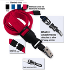 Brady 2135-4656 5/8" optiweave DTACH Lanyard Badge Card Holder w/ Break-Away - Red - Plastic Swivel Hook DTACH