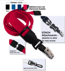 Brady 2135-4656 5/8" optiweave DTACH Lanyard Badge Card Holder w/ Break-Away - Red - Plastic Swivel Hook DTACH