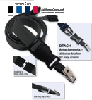 Brady 2135-4661 5/8" optiweave DTACH Lanyard Badge Card Holder w/ Break-Away - Black - Bull-Dog Clip