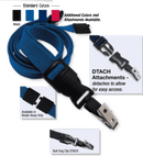 2135-4663 5/8" optiweave DTACH Lanyard Badge Card Holder w/ Break-Away - Navy Blue - Bull-Dog Clip