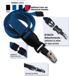2135-4663 5/8" optiweave DTACH Lanyard Badge Card Holder w/ Break-Away - Navy Blue - Bull-Dog Clip