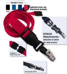 Brady 2135-4664 5/8" optiweave DTACH Lanyard Badge Card Holder w/ Break-Away - Red - Bull-Dog Clip
