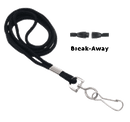 Brady 2137-2001 1/8" Round Braided Lanyard Badge Card Holder w/ Break-Away - Black - Swivel Hook