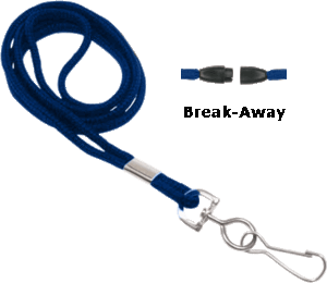 Brady 2137-2002 1/8" Round Braided Lanyard Badge Card Holder w/ Break-Away - Royal Blue - Swivel Hook