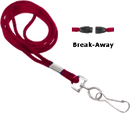 Brady 2137-2006 1/8" Round Braided Lanyard Badge Card Holder w/ Break-Away - Red - Swivel Hook