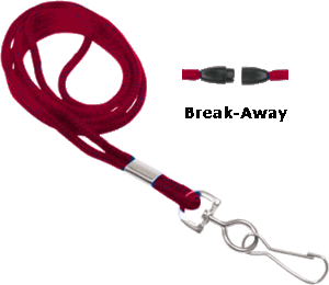 Brady 2137-2006 1/8" Round Braided Lanyard Badge Card Holder w/ Break-Away - Red - Swivel Hook