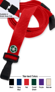 Brady 2137-2054 5/8" Bamboo Lanyard Badge Card Holder - Black - Wide "No-Twist" Plastic Hook
