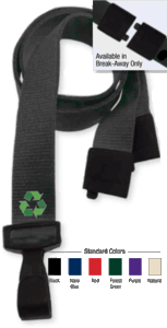 Brady 2137-2063 3/8" P.E.T. Recycled Lanyard Badge Card Holder - Navy Blue - Wide "No-Twist" Plastic Hook