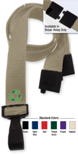 Brady 2137-2068 5/8" P.E.T. Recycled Lanyard Badge Card Holder - Black - Wide "No-Twist" Plastic Hook