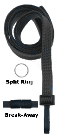 Brady 2137-3651 5/8" P.E.T. Recycled Lanyard Badge Card Holder - Navy Blue - Wide "No-Twist" Plastic Hook