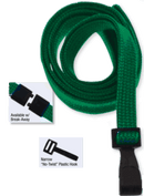 Brady 2137-4060 3/8" "No Twist" Lanyard Badge Card Holder - w/ Break Away - Green - Narrow "No Twist" Plastic Hook