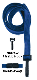 Brady 2137-4080 3/8" Flat Braided Lanyard Badge Card Holder - w/ Break-Away - Navy Blue - Narrow "No-Twist" Plastic Hook