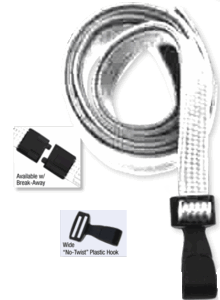 Brady 2137-4741 3/8" Flat Braided Lanyard Badge Card Holder - w/ Break-Away - Navy Blue - Narrow "No-Twist" Plastic Hook