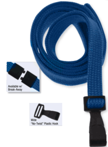Brady 2137-4746 3/8" "No Twist" Lanyard Badge Card Holder - w/ Break Away - White - Wide "No Twist" Plastic Hook