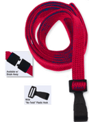 Brady 2137-4747 3/8" Flat Braided Lanyard Badge Card Holder - w/ Break-Away - Black - Wide "No Twist" Plastic Hook