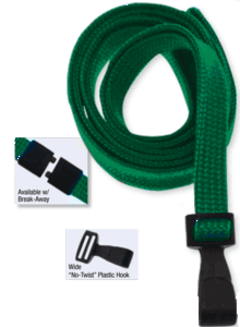 Brady 2137-4748 3/8" Flat Braided Lanyard Badge Card Holder - w/ Break-Away - Royal Blue - Wide "No Twist" Plastic Hook